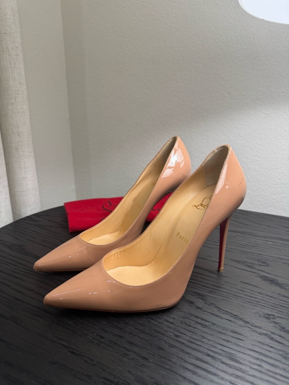 Christian Louboutin Pigalle 100 Patent Nude 38.5